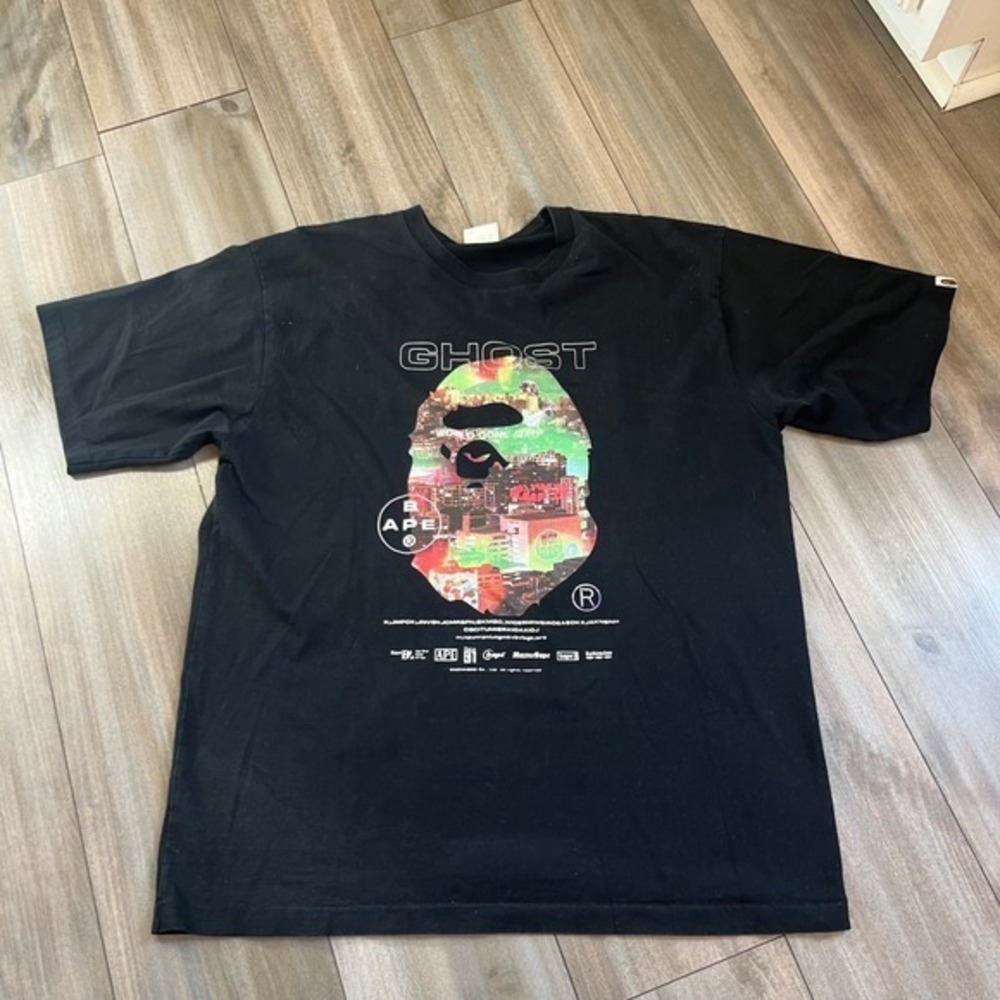 BAPE A Bathing Ape Ghost World Gone‎ Mad City Graphic T-Shirt Black XL Mens